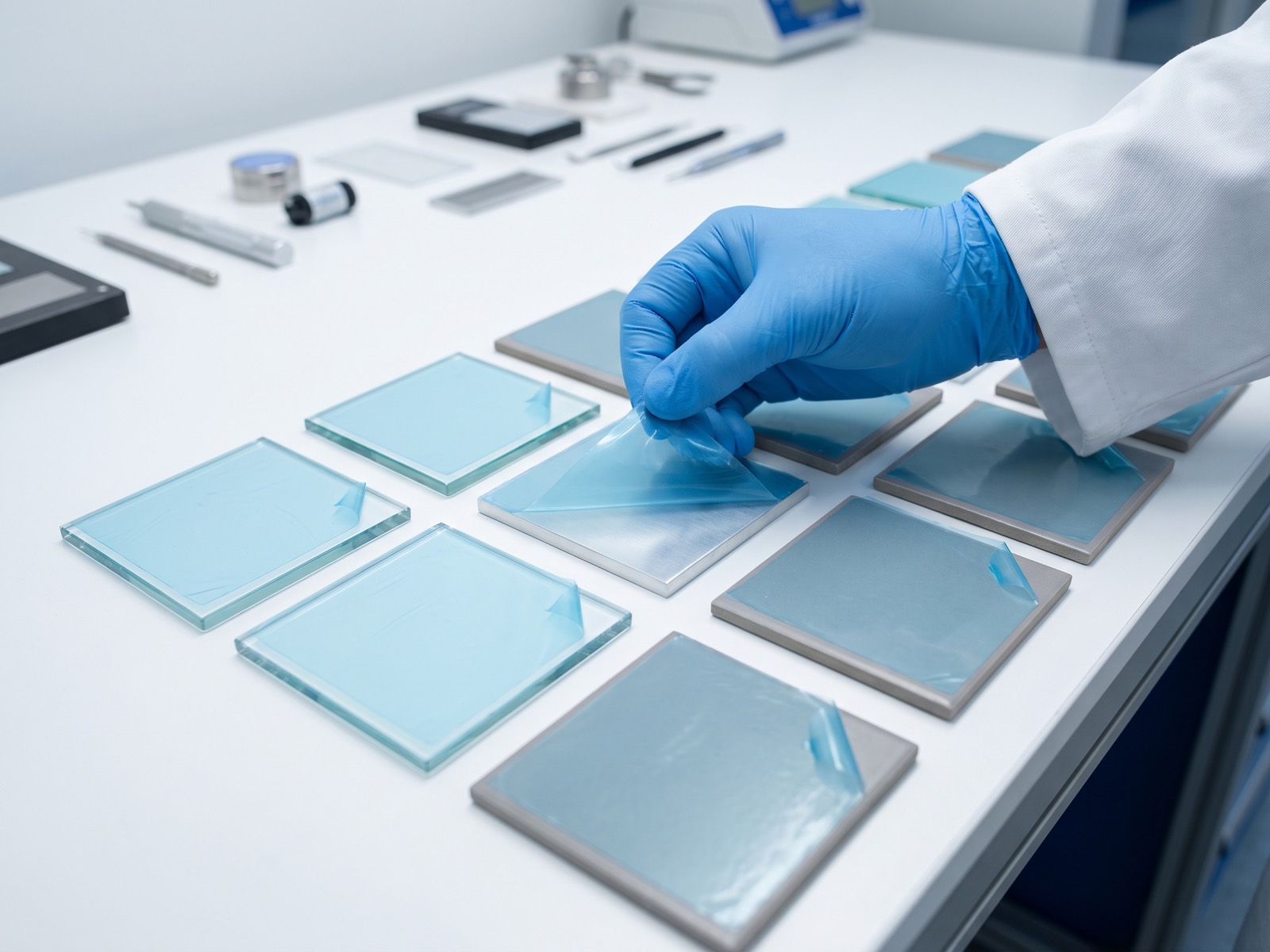 Quality control check peeling film from a coated test panel