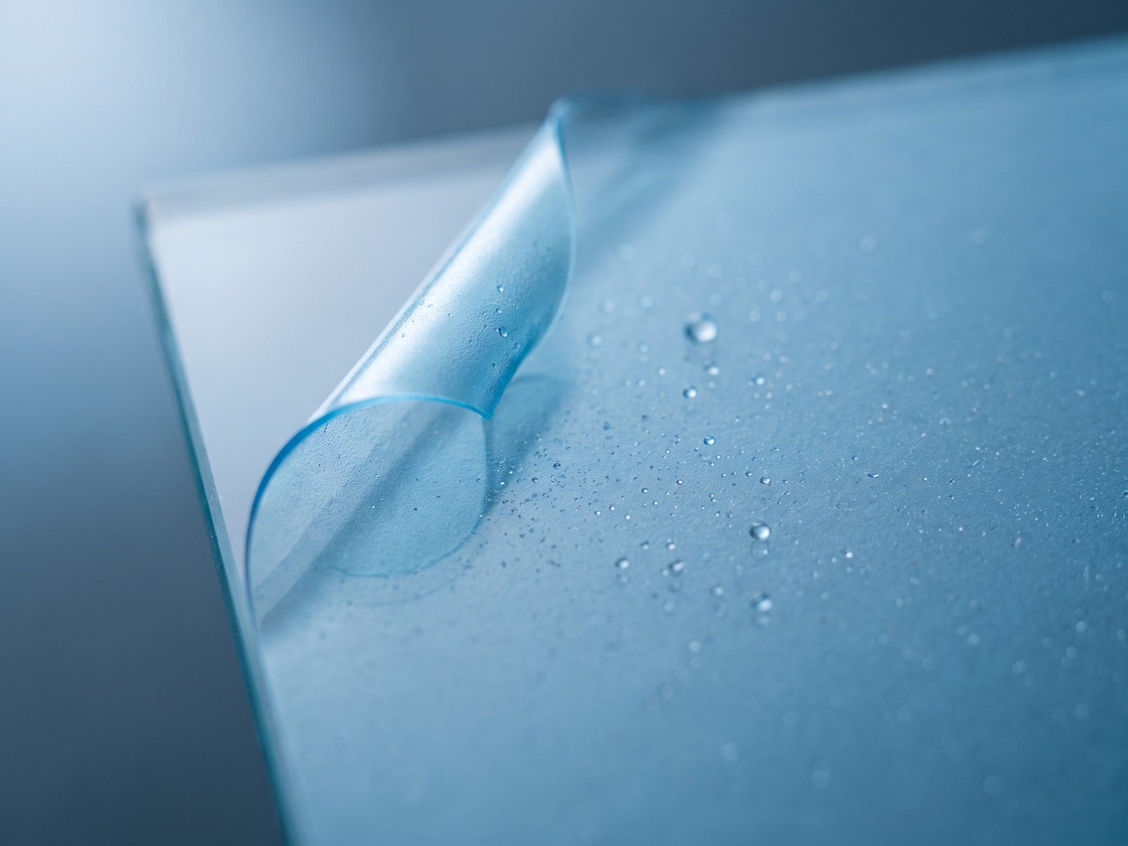Close-up of the MOSFLEX film lifted at one corner