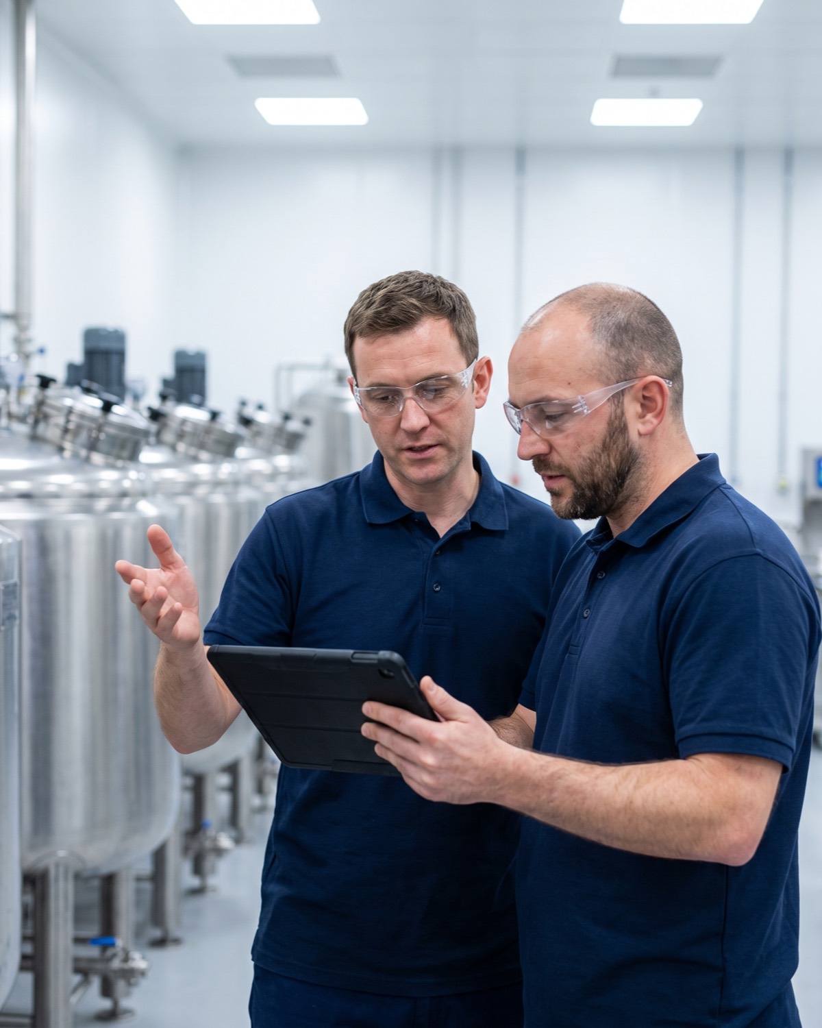 MOSVITA GROUP technicians reviewing production in the facility